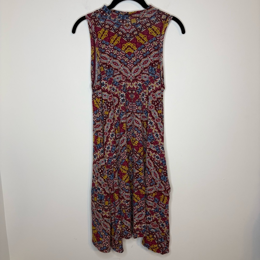 Anthropologie Maeve Lilt Sleeveless Red Multi-Pattern Swing Dress Size Small